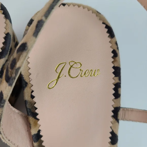 J. Crew Odette suede leather leopard print strappy block heeled sandals 8.5 - Picture 10 of 12